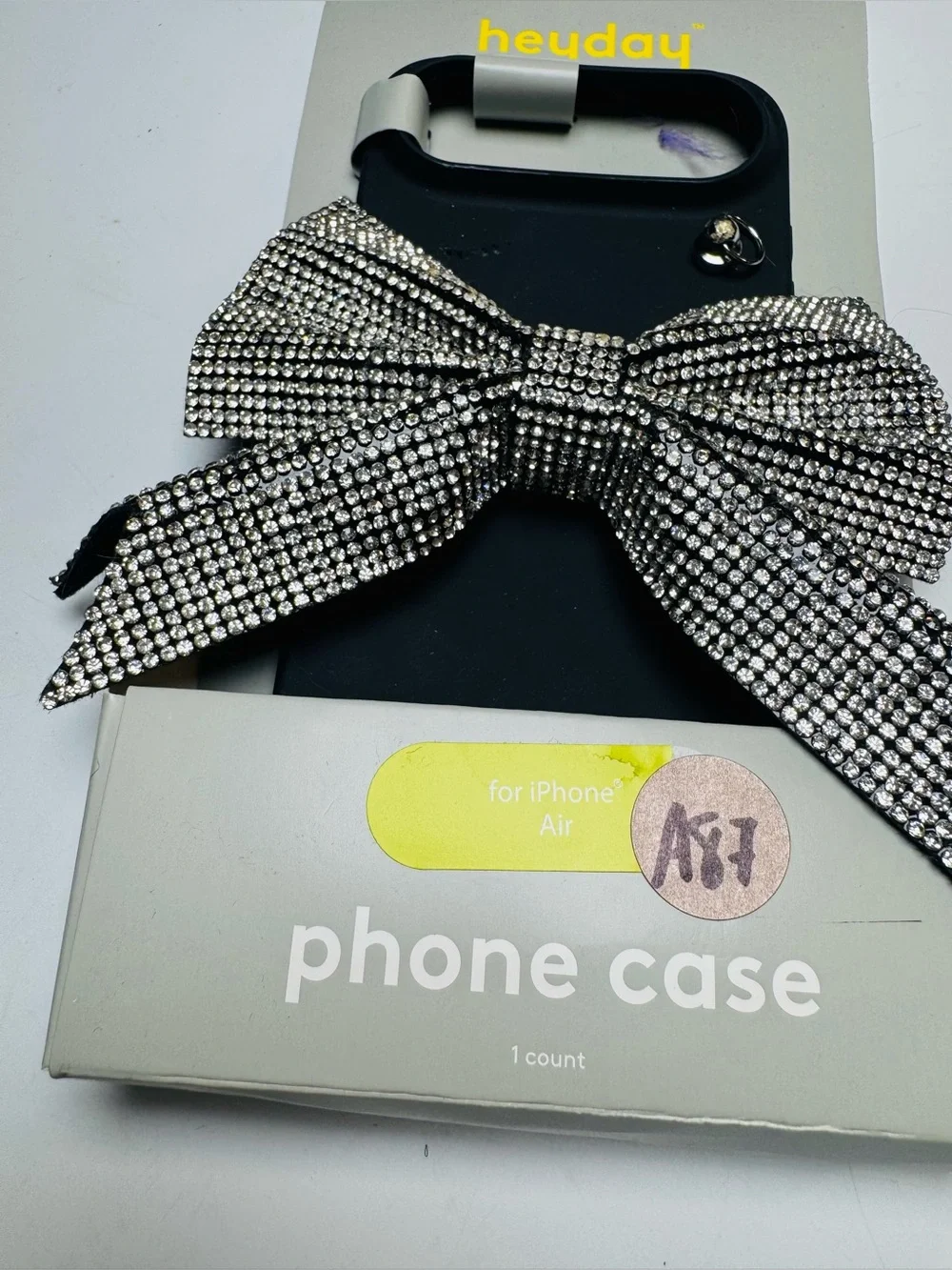 Heyday iPhone Air Soft Shell Phone Case – Black with Rhinestone Bow